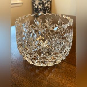 Vintage Crystal Bowl with Pineapple design and scalloped rim Hollywood Regency